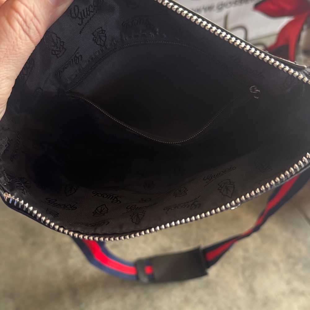 Gucci Black GG Supreme Messenger Bag with Red and Blue Web Strap - Picture 4 of 6